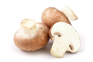 Royal Brown champignon with half isolated on white background