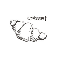 Hand drawn croissant. Sketch, vector illustration.