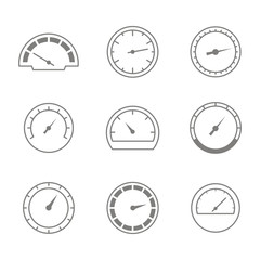 Set of monochrome icons with speedometers for your design