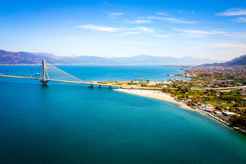 Naklejka premium Aerial View of Rio–Antirrio bridge