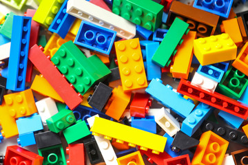 Obraz premium Top view colorful Kids toys frame background