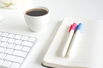 White clean desk for work