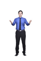 Image of asian businessman with open hands