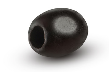 whole black olive isolated on white background macro