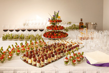 holiday table with snacks