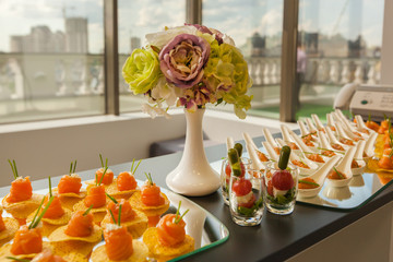 holiday table with snacks