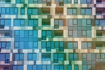 unusual facade of multistoried building