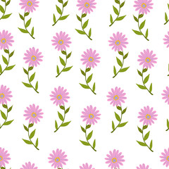 Seamless pattern illustration with beautiful flowers. Scandinavian style. Folk art.