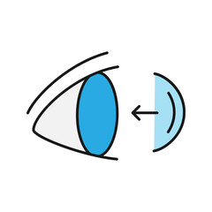 Eye contact lenses putting on color icon