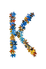 Letter K made of puzzle pieces