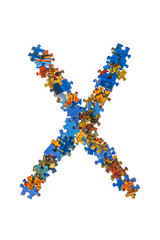 Letter X made of puzzle pieces
