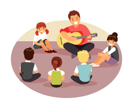 Music teacher with children