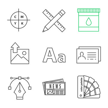 Printing linear icons set