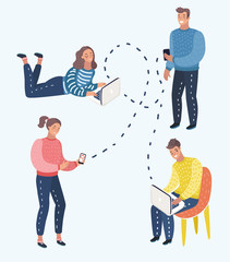 Social Media Network Communication People With Digital Device Tablet Phone Laptop Computer