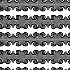 Seamless decorative pattern with a waves in a black and white