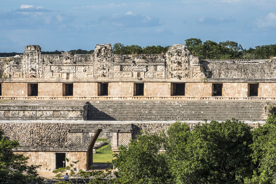 Ancient Maya Ruins, Nunnery Quadrangle, Uxmal Archaeological Site, Yucatan, Mexico