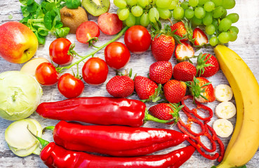 Obst und Gemüse - rot, gelb und grün