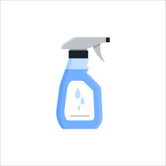 Cleaning spray bottle isolated on white background. Cleaning service logo, laundry detergent and disinfectant products - flat vector illustration