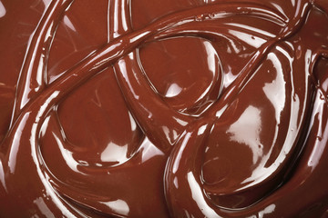 Melted chocolate swirl as a background closeup
