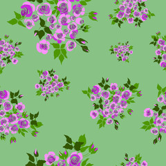 Obraz na płótnie Canvas Hand drawn vector illustration seamless pattern small pink roses