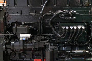 Fragment of the diesel engine. Units and assemblies.