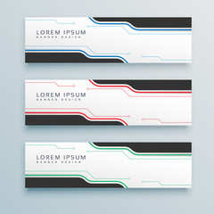 Set of technological headings for the document. Color vector headers.
