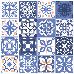 House mexican tiling seamless patterns. Spain tales with floral texture