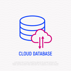 Cloud database thin line icon. Modern vector illustration of information storage.