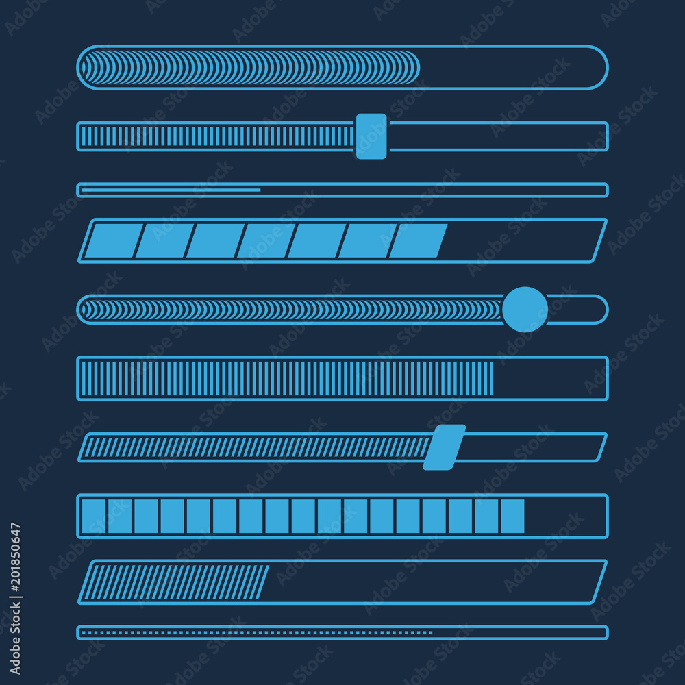 Poster futuristic download progress loading bar vector set isolated