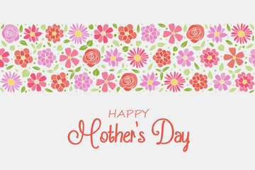 Design of a vintage card with hand drawn flowers for Mother's Day. Vector.