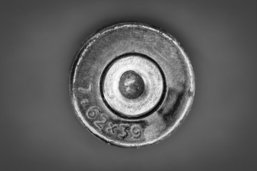 The old used cartridge case of a close-up.