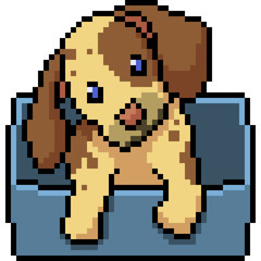 vector pixel art dog
