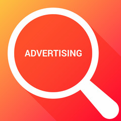 Advertising Concept: Magnifying Optical Glass With Words Advertising