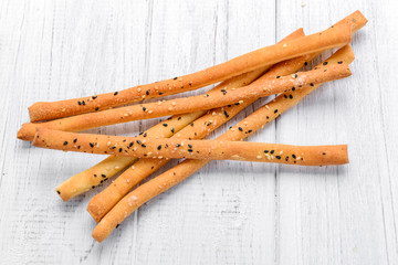 pile of delicious pretzel sticks isolated