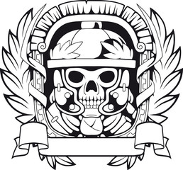 emblem of a legionary, black and white illustration