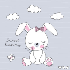 cute bunny rabbit vector illustration