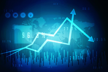 2d rendering Stock market online business concept. business Graph 