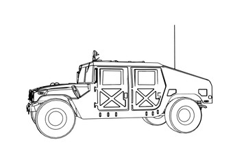 sketch of military off-road vector