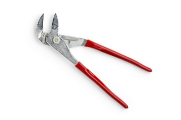 old red alligator wrench, isolated on white