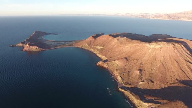 Aerial panoramic views of isla San Jose, Baja California 
Sur, Mexico. Sea of cortez.