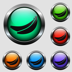 bananas vector icon on color glass buttons