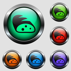 bread vector icon on color glass buttons