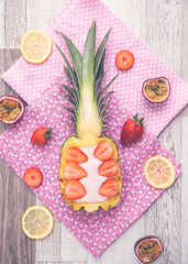 Creative Pineapple and Strawberry Smoothie