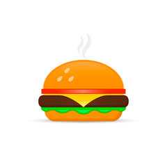 Hamburger icon, Burger Fast Food flat illustration. Vector