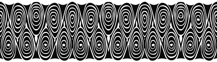 Seamless horizontal black and white ethnic pattern vector.