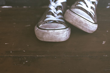 sneakers on the floor, instagram style
