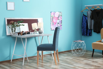 Interior of modern makeup room