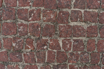 Red squared stones road surface