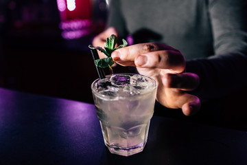 bartender prepares a cocktail