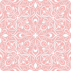 Seamless lace pattern on pink background